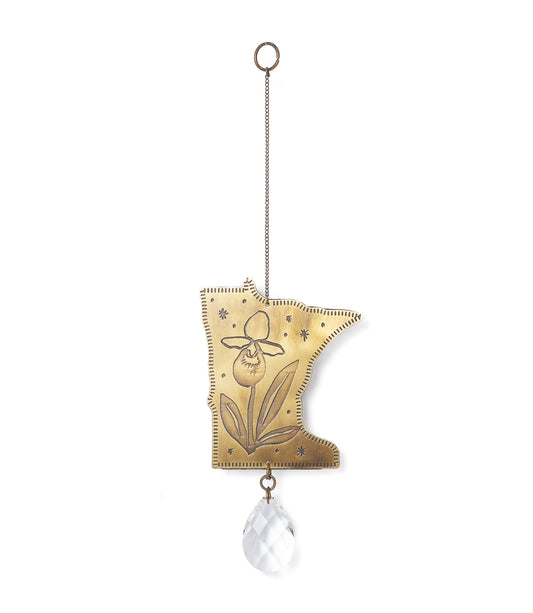 Minnesota State Lady Slipper Engraved Suncatcher