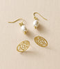 Adhya Pearl and Oval Stud Earrings - Set of 2