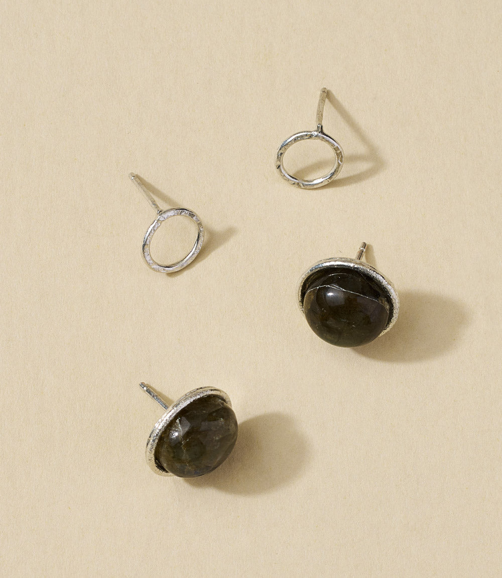 Indali Labradorite Semiprecious Stud Earrings - Set of 2