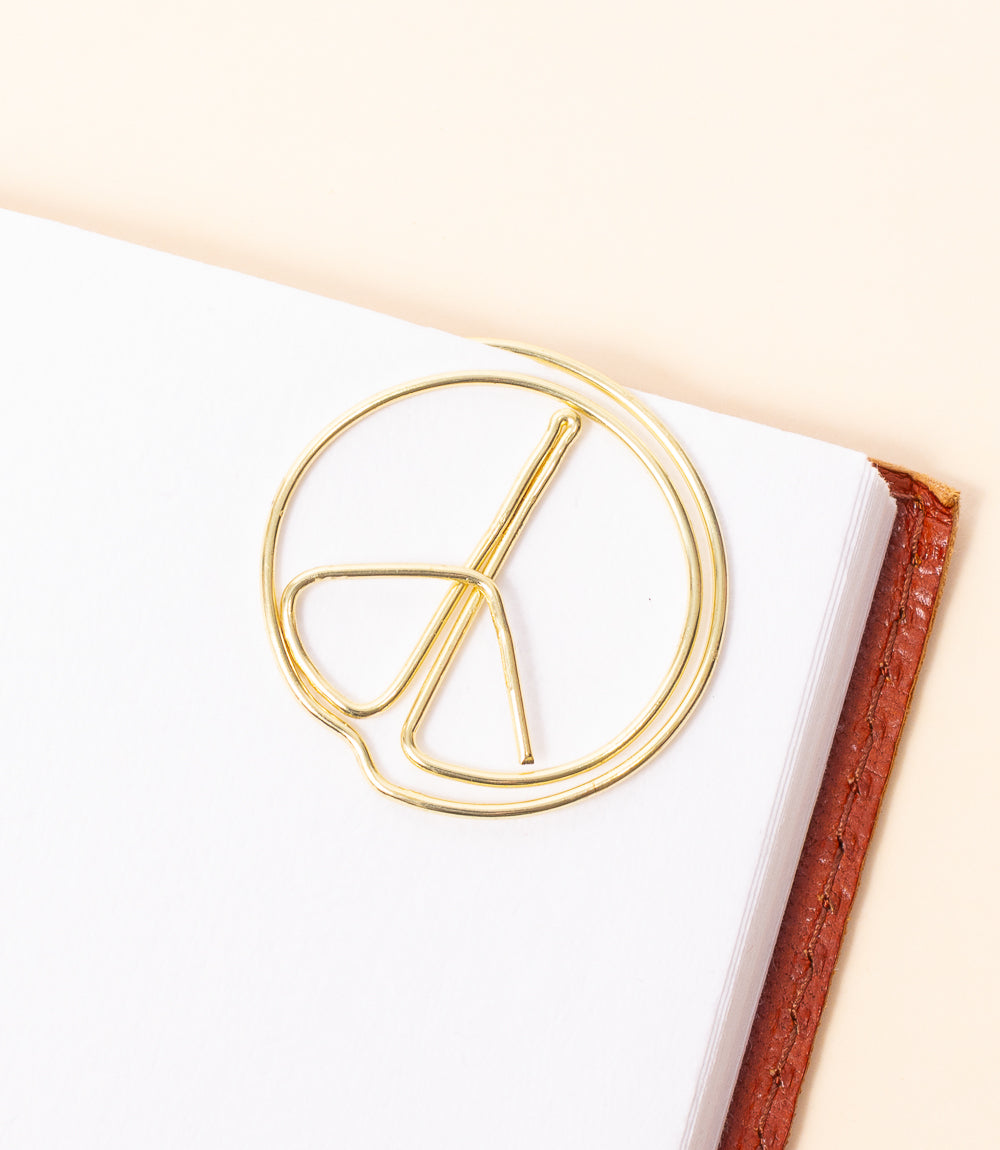 Kitaab Peace Sign Wire Bookmark - Gold-tone