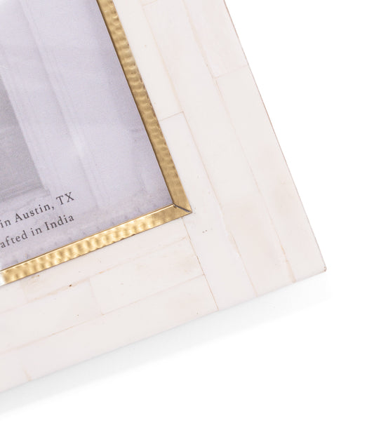 Mukhendu 5x7 Picture Frame - Bone, Brass Inner Edge