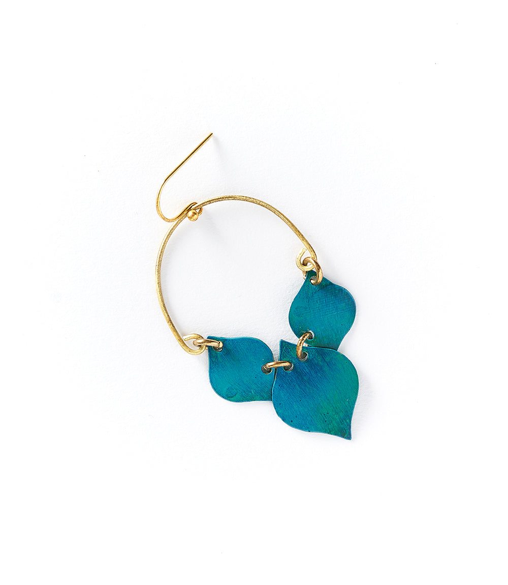 Chameli Leaf Teal Drop Earrings
