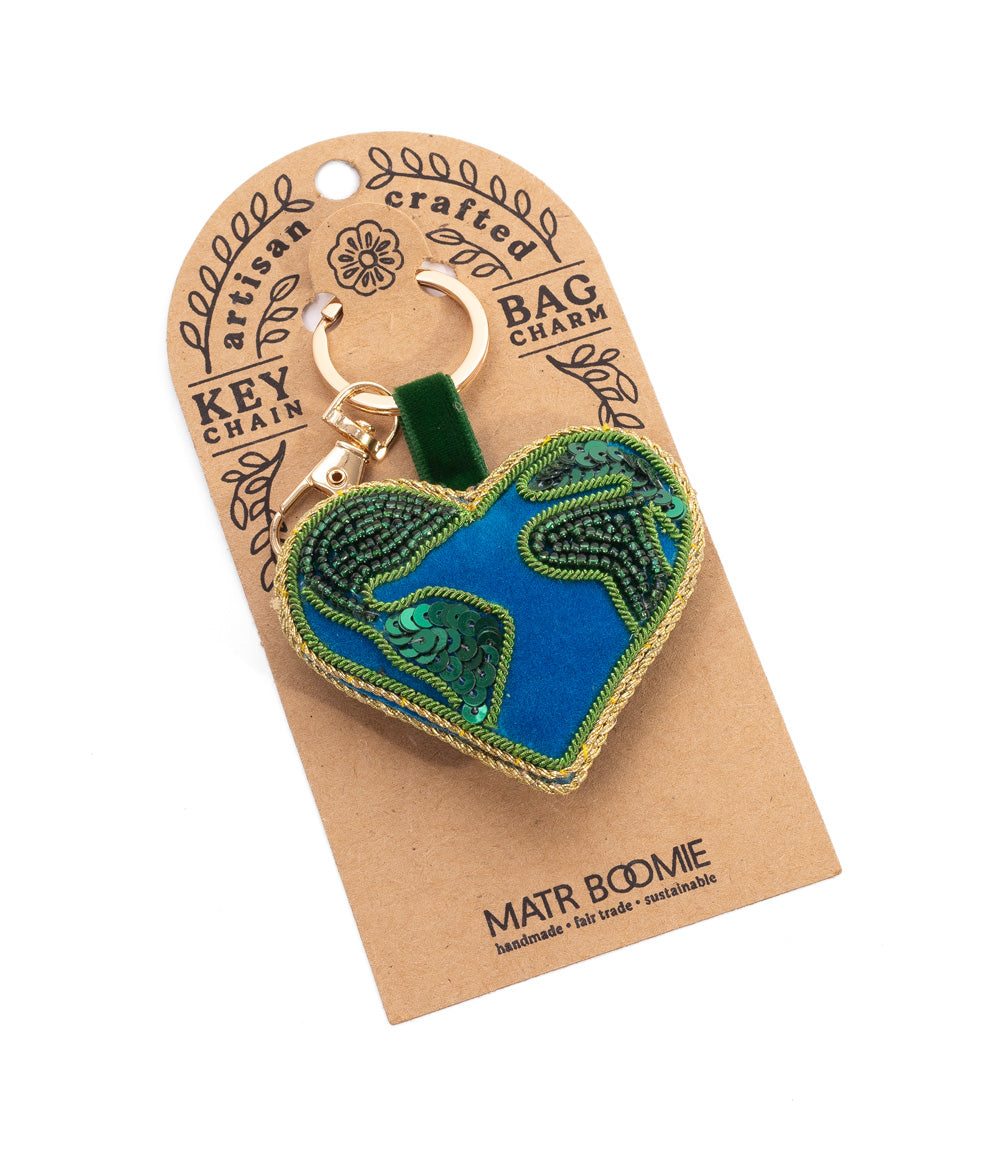 Raksha Heart Earth Bag Charm Keychain