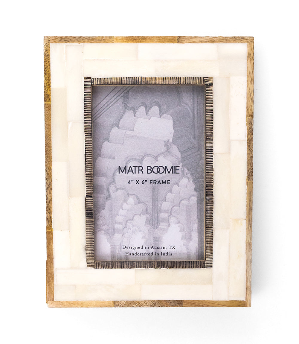 Janaka 4x6 Picture Frame - Carved Bone and Horn