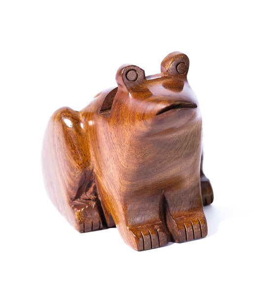 Frog Eyeglass Holder Stand - Hand Carved Wood